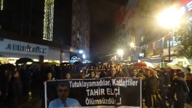 İzmirde Tahir Elçi protestosu