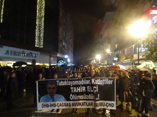 İzmirde Tahir Elçi protestosu